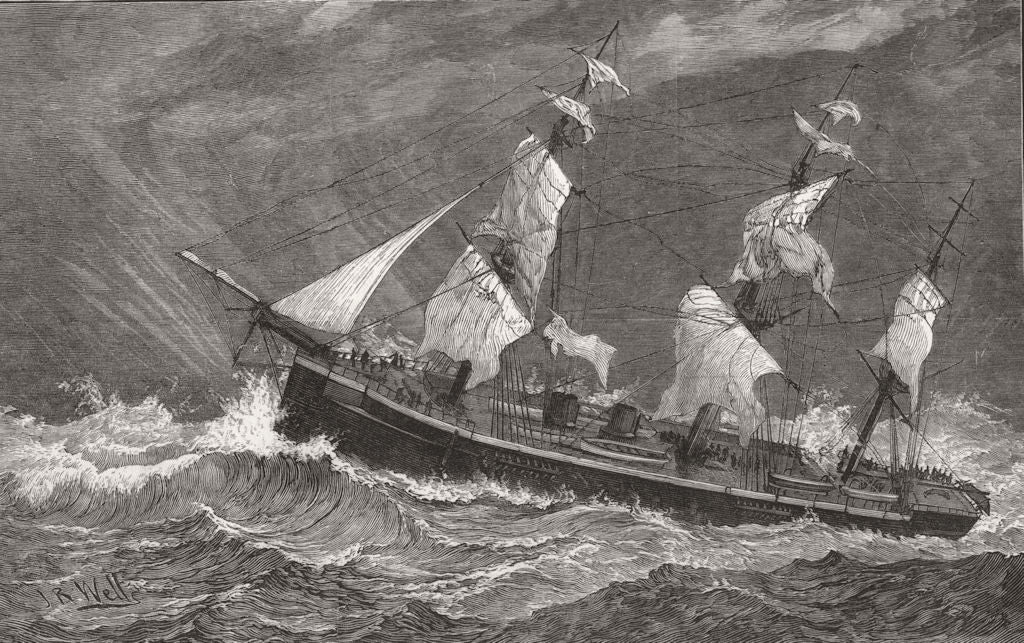 ROYALTY. Cruise of Prince Of Waless sons. HMS, Bacchante in a squall 1881